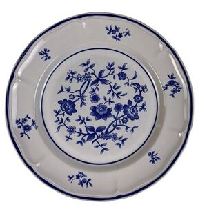 Set of 7 Newcor Villa Blue Floral Dinner Plates Stoneware Japan 1980s - 680villa